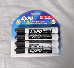Expo Low Odor Dry Erase Markers, Chisel Tip, Black, 4-Pack BULK (9 packs)